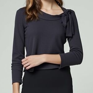 Calvin Klein  Women's Long Sleeve Black Lightweight Sweater Tie Accent Sz L